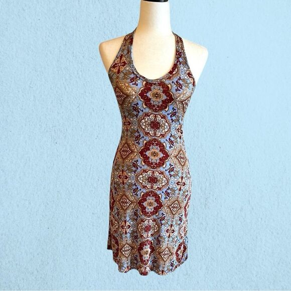 90s vintage slinky patterned halter dress - Picture 1 of 10